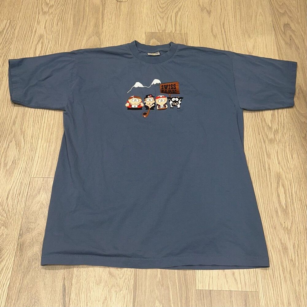 South Park Swiss Park Embroidered Graphic T Shirt Mens XL